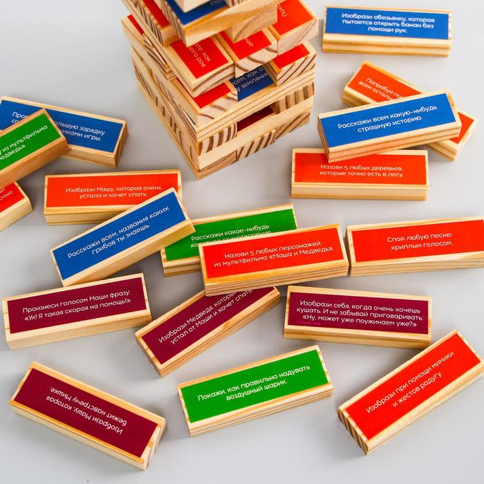 Игра падающая башня, Маша и Медведь, 54 бруска Игра падающая башня, Маша и Медведь, 54 бруска