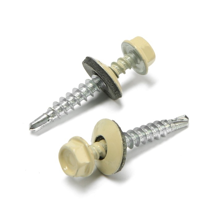 Саморезы кровельные 4,8х35 мм, RAL1014 цвет бежевый, 250 шт. Саморезы кровельные 4,8х35 мм, RAL1014 цвет бежевый, 250 шт.