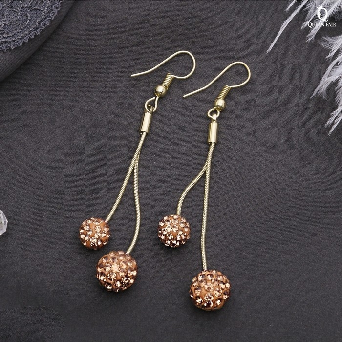 Серьги висячие со стразами «Шамбала», цвет золотой в розовом золоте, 6,5 см Серьги висячие со стразами «Шамбала», цвет золотой в розовом золоте, 6,5 см