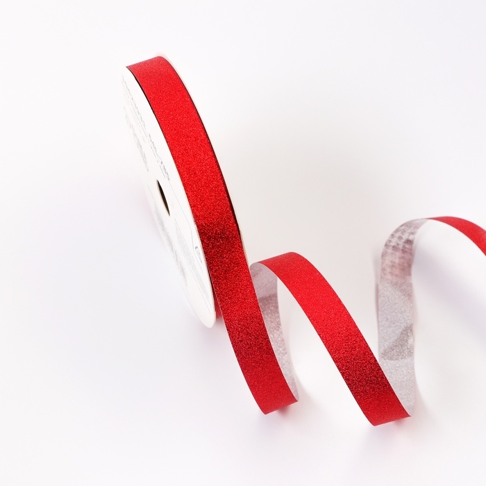 Лента для декора и подарков с глиттером Лента для декора и подарков с глиттером "Тиффани", 1,2см х 45м, красная
