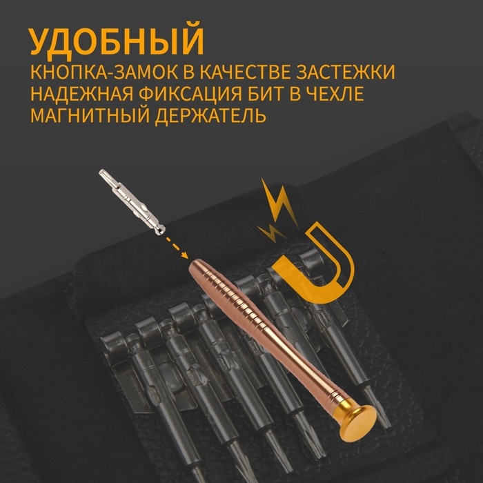 Набор для точных работ ТУНДРА, в кожаном чехле, 25 предметов Набор для точных работ ТУНДРА, в кожаном чехле, 25 предметов