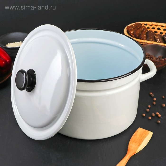 Кастрюля эмалированная цилиндрическая, 8 л, без деколи, цвет белый Кастрюля эмалированная цилиндрическая, 8 л, без деколи, цвет белый
