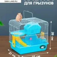 Клетка для грызунов &laquo;Пижон&raquo;, 27&times;21&times;26 см укомплектованная, голубая