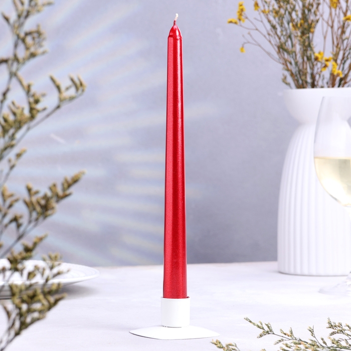 Свеча античная, 2,3х 25 см, 4 шт, лакированная, красный металлик Свеча античная, 2,3х 25 см, 4 шт, лакированная, красный металлик
