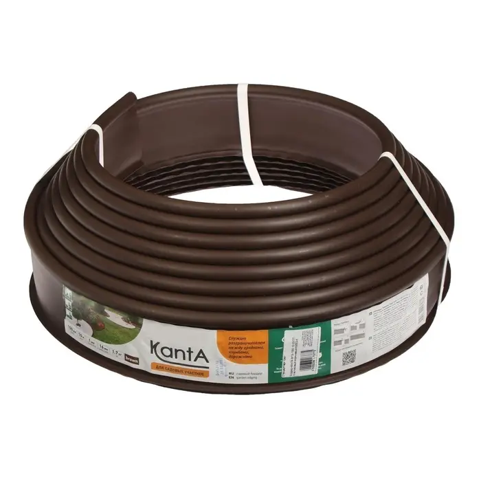 Лента бордюрная, 10 см&times;10 м, толщина 1 мм, пластиковая, коричневая, KANTA