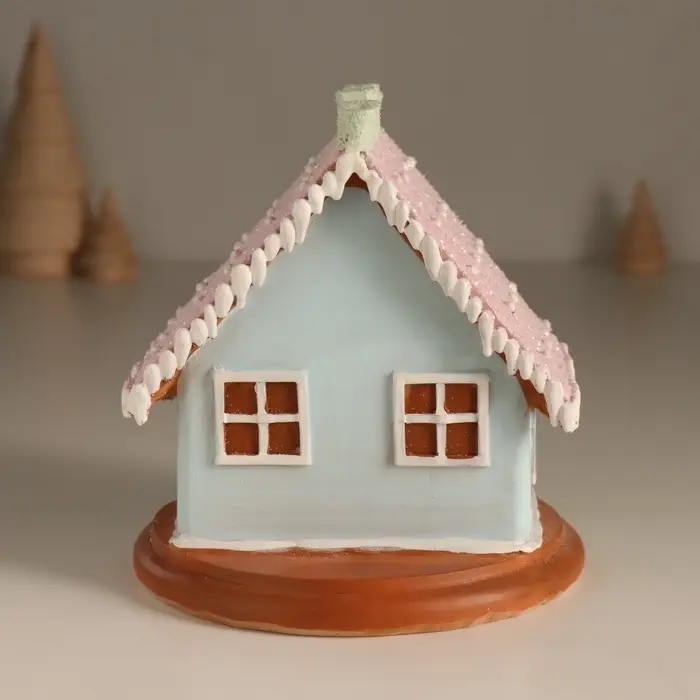 Фигурка светящаяся &laquo;Пряничный домик с ёлочкой&raquo;, зефирный, 12.5&times;12.5&times;12.5 см