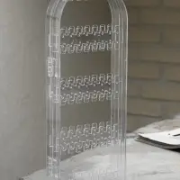 Подставка-книжка под серьги QF, 2 секции, 8 рядов, 21&times;1&times;28 см, прозрачная