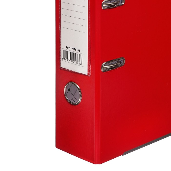 Папка-регистратор 75мм, А4, Calligrata Папка-регистратор 75мм, А4, Calligrata "Mega", бумвинил, с карманом на корешке, нижний металлический кант, красная