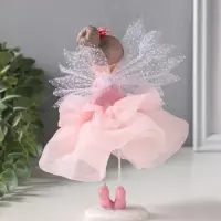 Сувенир полистоун "Малышка-фея с большим бантом в розовой юбке" 10,5х10,5х16,5 см