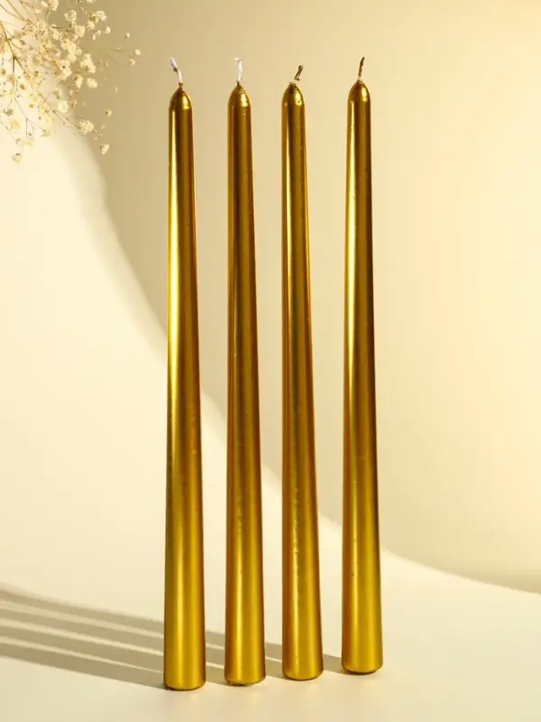 Набор свечей античных, 2.2&times;30 см, 4 шт., золотой металлик