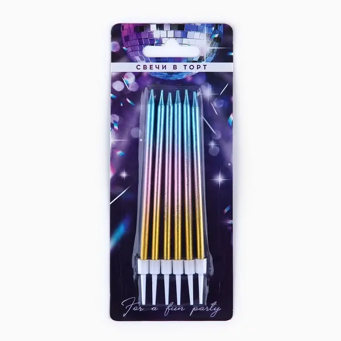Свечи для торта Make a wish, 6 шт., 13&times;0.5 см