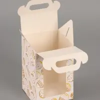 Пасхальная коробочка с окном и с ручкой "Золотые яйца" 10 х 10 х 15 см