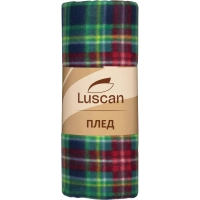 Плед флис Luscan, 130х170 см, 160 г/м2, клетка зеленая