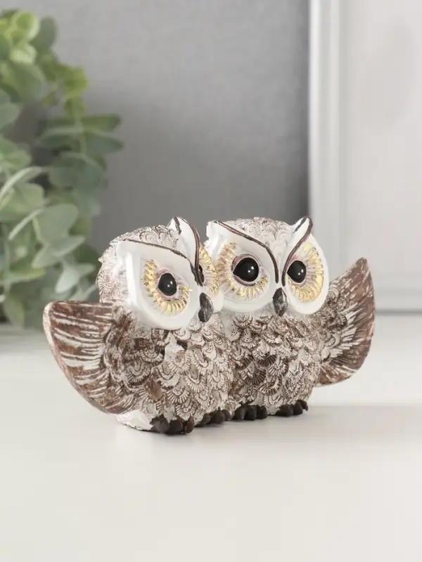 Фигурка полистоун &laquo;Совушки: объятия, с золотыми глазами&raquo;, 6.5&times;13&times;3.5 см