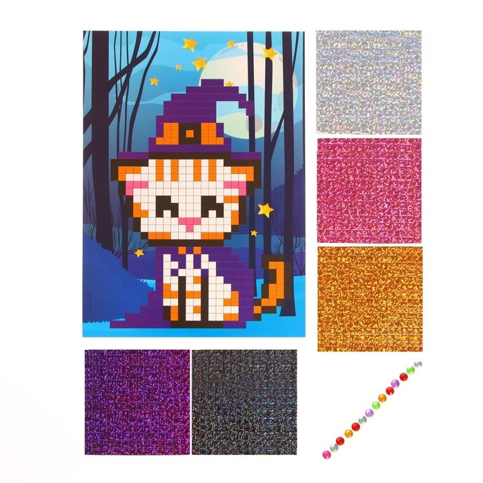 Аппликация стикерами «Волшебный кот», EVA стикеры, набор для творчества, стикерная мозаика Аппликация стикерами «Волшебный кот», EVA стикеры, набор для творчества, стикерная мозаика