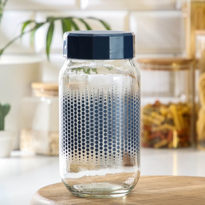 Банка стеклянная для сыпучих продуктов «Круги», 950 мл, цвет МИКС Банка стеклянная для сыпучих продуктов «Круги», 950 мл, цвет МИКС