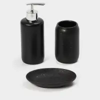Набор аксессуаров для ванной комнаты Доляна &laquo;Венера&raquo;, 3 предмета, дозатор 350 мл, мыльница, стакан, чёрный