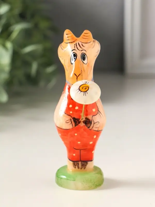 Фигурка &laquo;Козел с цветком&raquo;, 10&times;3.5 см, селенит