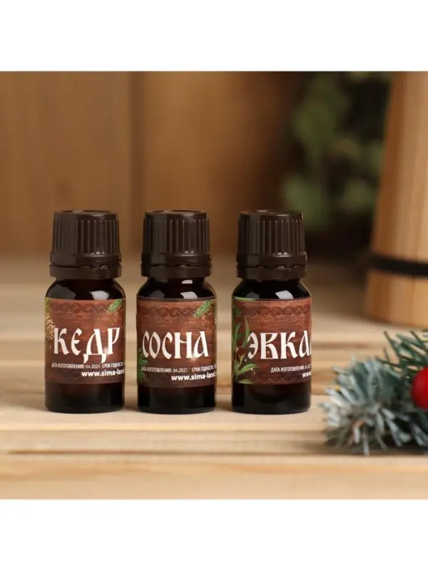 Новогодний набор эфирных масел &laquo;Хозяину бани!&raquo;, сосна, кедр, эвкалипт, 3 шт. по 10 мл