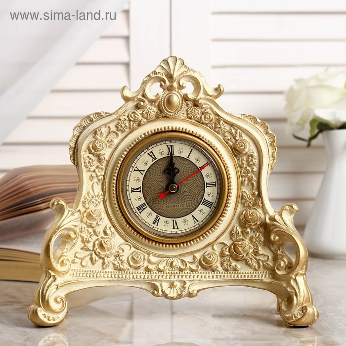 Часы настольные интерьерные каминные, 21 х 19 х 6.5 см, d-7 см, белые с позолотой 3940771 Часы настольные интерьерные каминные, 21 х 19 х 6.5 см, d-7 см, белые с позолотой 3940771