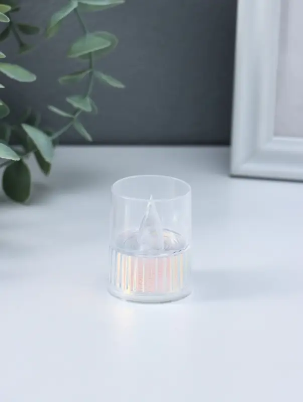 Светодиодная свеча LED "Свеча" 3хLR1130, прозрачный, перламутр 3,7х3,7х4,5 см