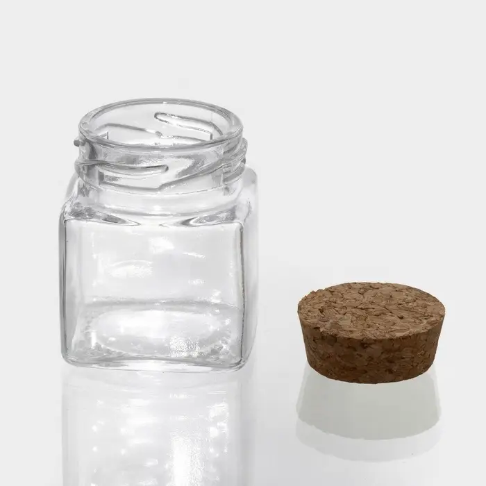 Набор баночек для специй Доляна &laquo;Парфе. Квадрат&raquo;, 70 мл, 4.5&times;5.4 см, с пробковой крышкой, 12 шт., стекло