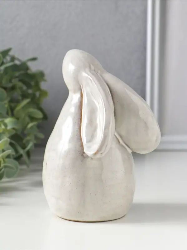 Сувенир керамика "Зайка с прижатыми ушками" беж 9х7,7х13,8 см