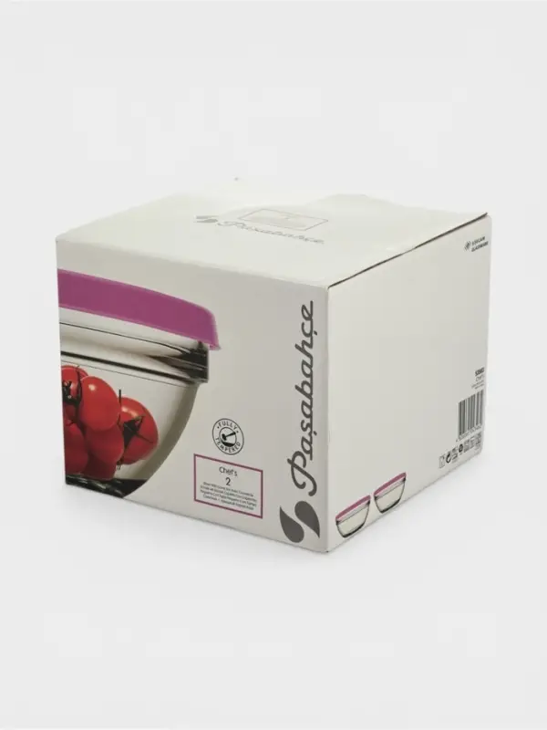 Набор салатников Paşabah&ccedil;e Chef's, 1 л, d=17.2 см, 2 шт., с пластиковой крышкой, стекло, прозрачный