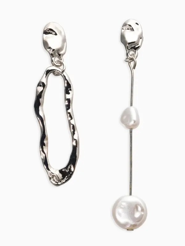 Серьги жемчуг &laquo;Корейский стиль&raquo;, белые в серебре