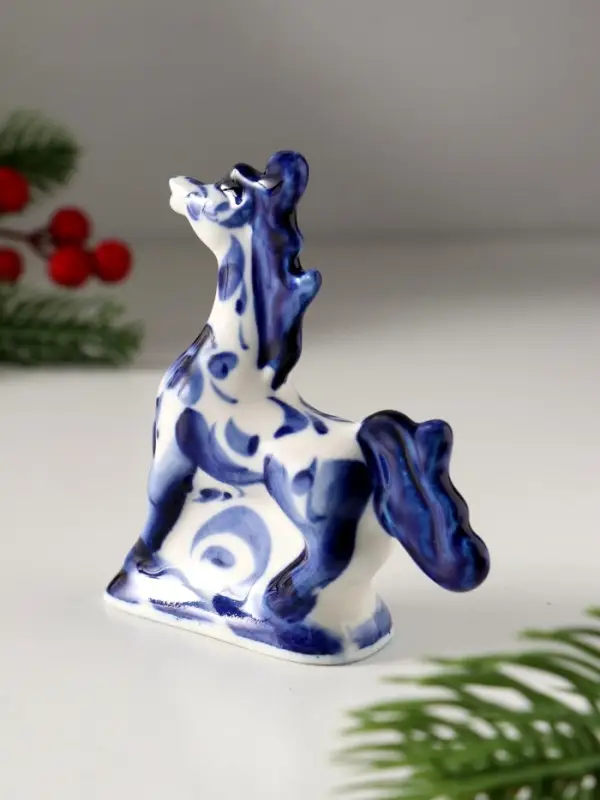 Сувенир Лошадь Оля , 8,5х8 см, гжель Сувенир Лошадь Оля , 8,5х8 см, гжель