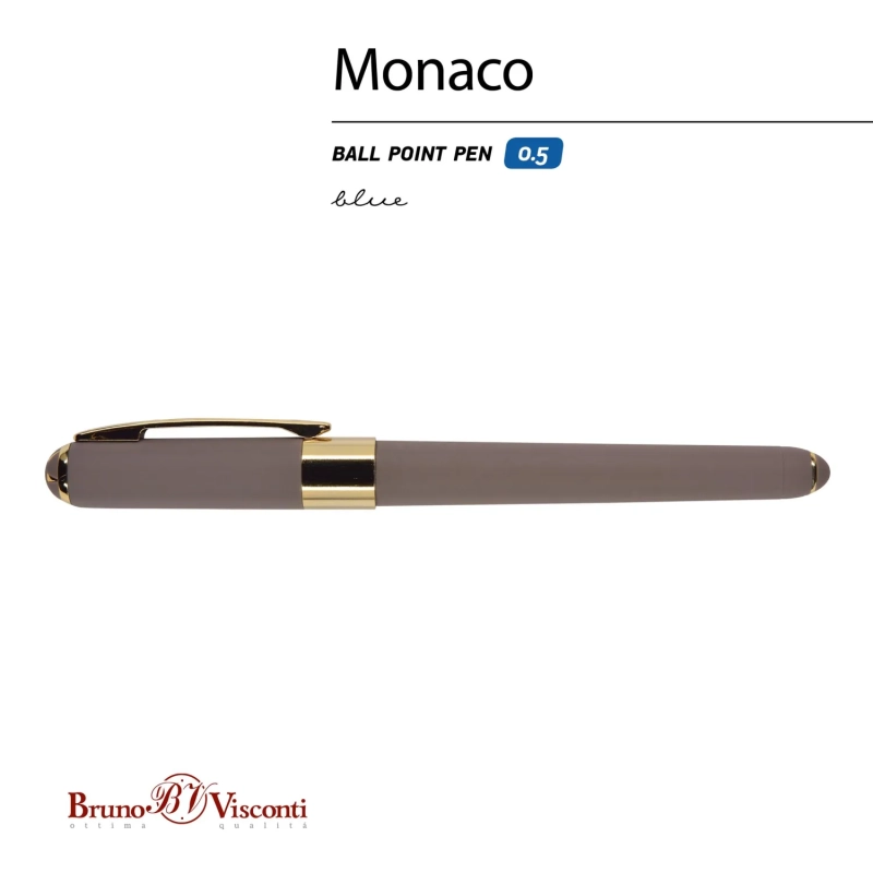 Ручка шариковая неавтомат. MONACO серый корп,0,5мм,син,манж20-0125/11