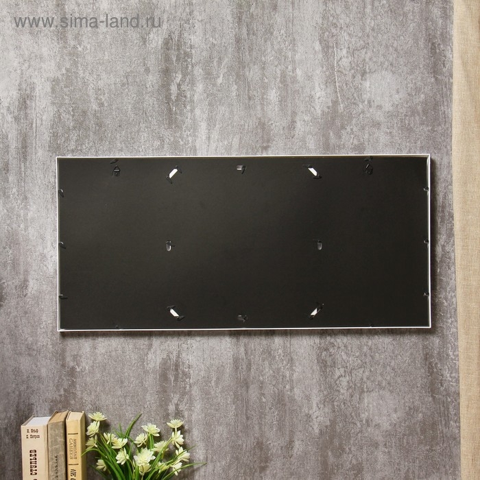 Фоторамка пластик на 8 фото 10х15 см+зеркало 29,5х30 см  Фоторамка пластик на 8 фото 10х15 см+зеркало 29,5х30 см "Стиль" белая 34,5х74 см