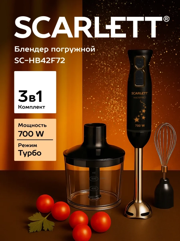 Погружной мощный блендер с насадками 700 Вт, SC-HB42F72 Погружной мощный блендер с насадками 700 Вт, SC-HB42F72