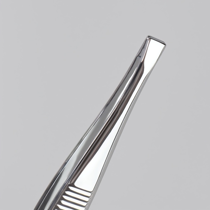 Пинцет прямой/скошенный, узкий, 9 см, на блистере, цвет серебристый