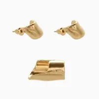 Набор серьги и каффа 3 шт. &laquo;Минимализм&raquo;, тренд, цвет золото