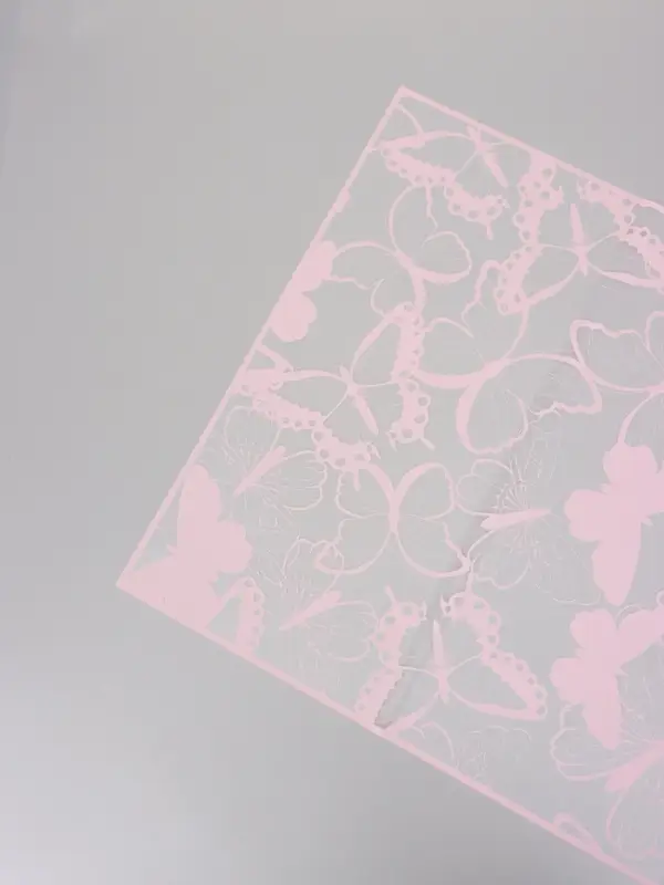 Пленка для цветов, "Бабочки", розовая, 57х57 см