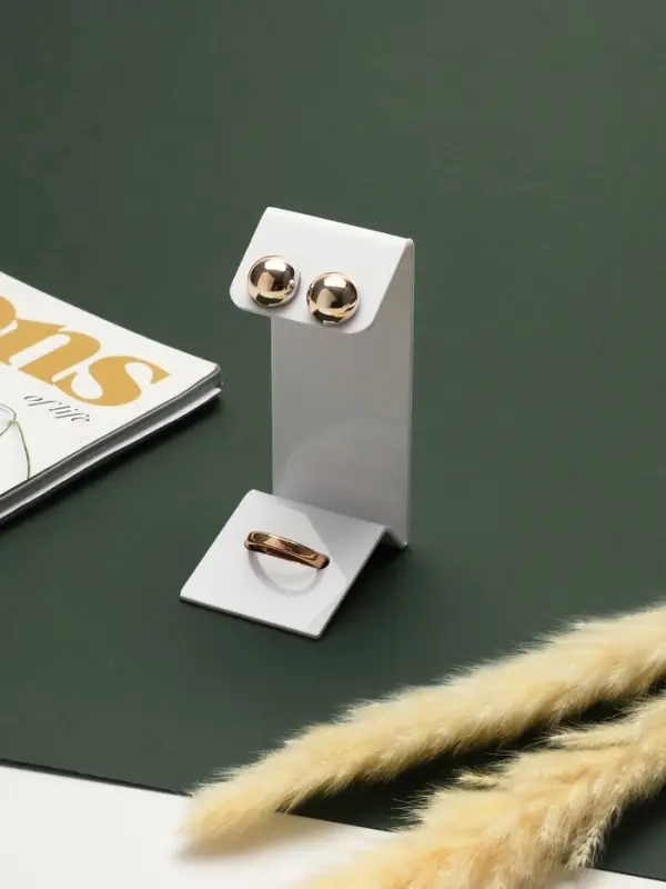 Подставка под серьги, кольцо, 4&times;5&times;9 см, толщина 1.5 мм, белая