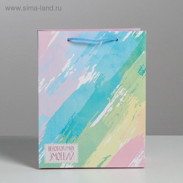 Пакет подарочный ламинированный вертикальный, упаковка, «Неповторимых эмоций», MS 18 х 23 х 10 см