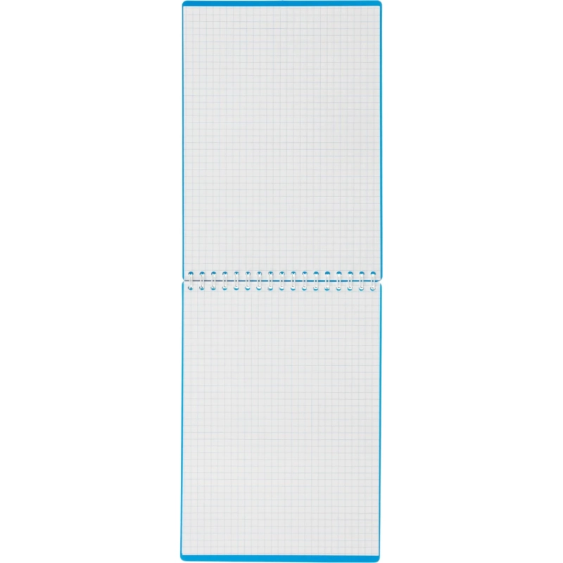 Блокнот А5 80 л.  мет.гребень,пласт.обл,синий, клетка