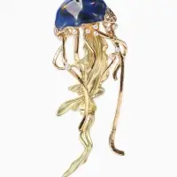 Брошь &laquo;Медуза&raquo; морская, цвет синий в золоте