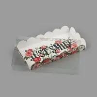 Коробка для печенья, кондитерская упаковка с пластиковой крышкой, голография, Just smile, 10.5&times;21&times;3 см