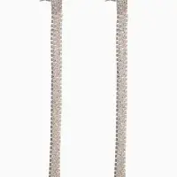 Серьги висячие со стразами &laquo;Водопад&raquo;, прямые нити, белые в серебре, 11.5 см