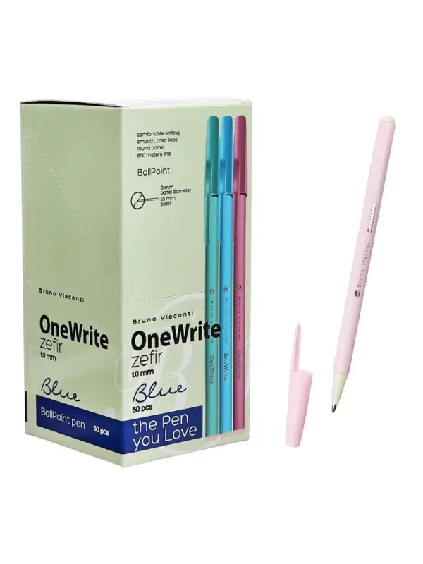 Ручка шариковая BrunoVisconti OneWrite Zefir, 1.0мм, стерж/син МИКС Ручка шариковая BrunoVisconti OneWrite Zefir, 1.0мм, стерж/син МИКС