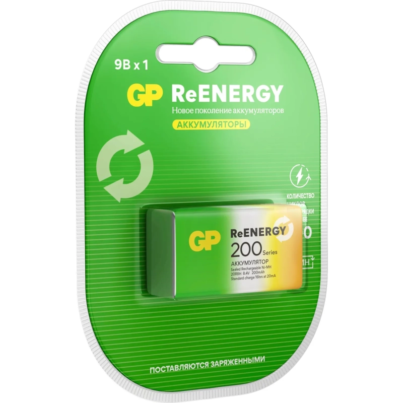 Аккумулятор GP 200mAh Крона 8,4V NiMh 20R8H-2CRU1/ 20R8HRGY-2CRCB1 бл/1шт