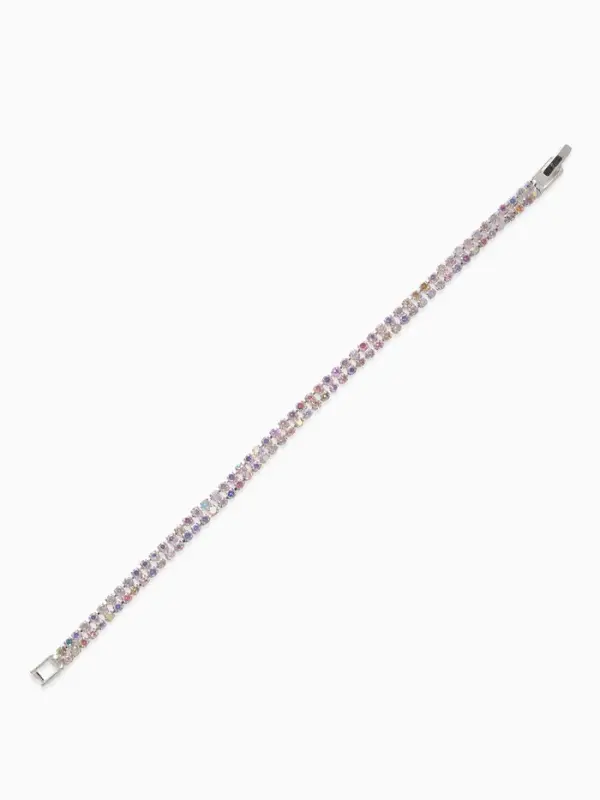 Браслет со стразами &laquo;Лёд. Элегантность&raquo;, L=18 см, 2 ряда, радужный в серебре