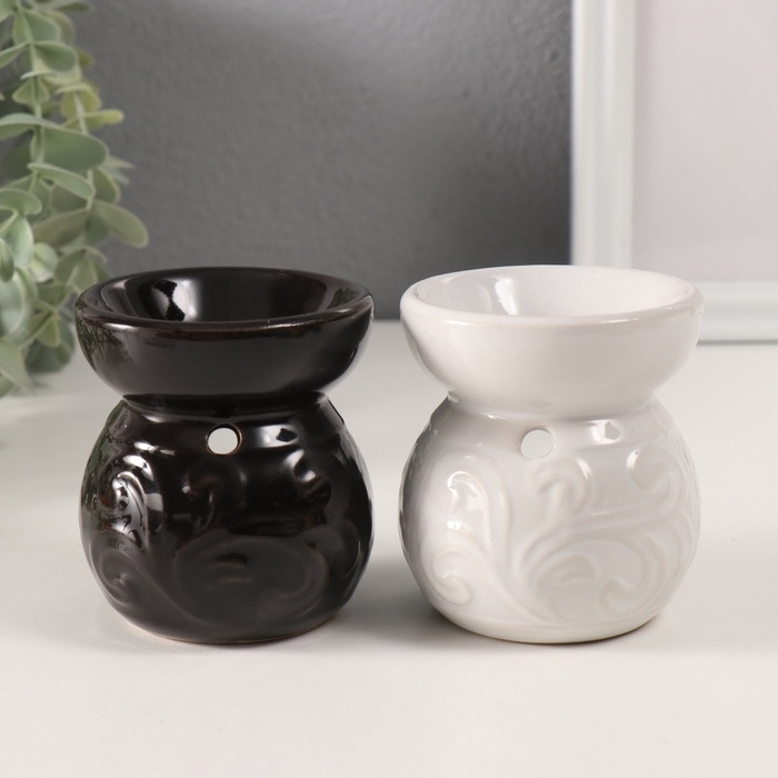 Аромалампа керамика  Аромалампа керамика "Геометрия и растительность" МИКС 7,5х8,5х9 см