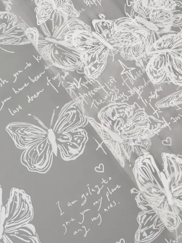 Пленка для цветов "Бабочки", белая, 0,7 х 7,6 м, 40 мкм, 200 гр