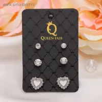 Пусеты 3 пары «Сердце», цвет МИКС Пусеты 3 пары «Сердце», цвет МИКС