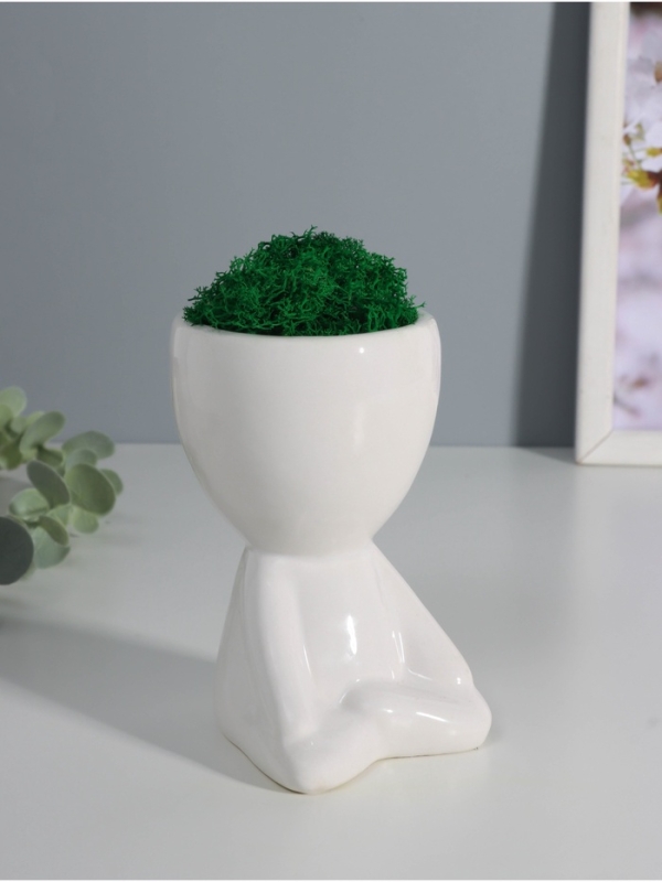 Кашпо керамика  Кашпо керамика "Мистер Грин йог" 11,5*7*8 см белый