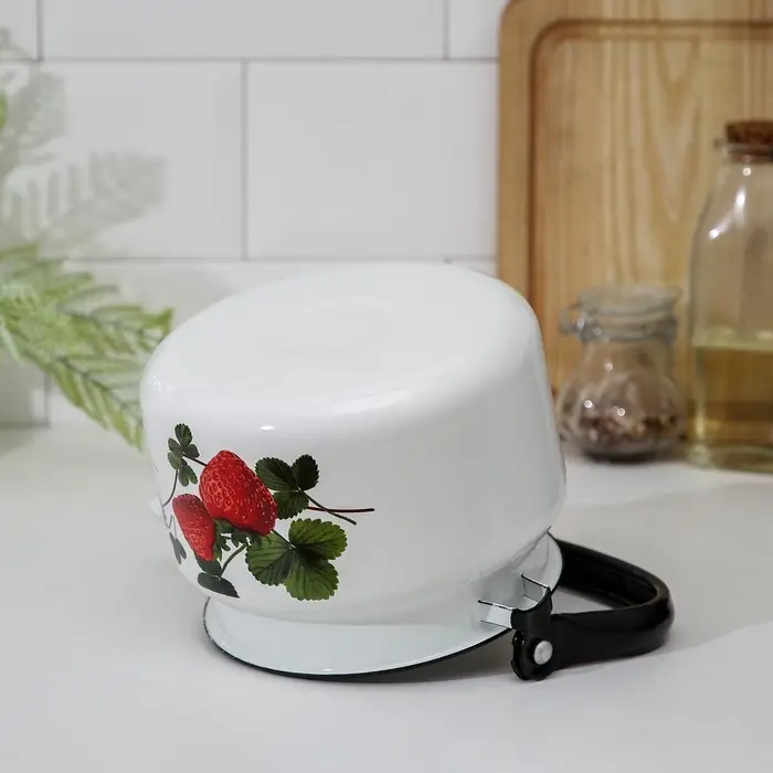 Чайник, 1.5 л, эмалированная сталь, деколь МИКС, белый